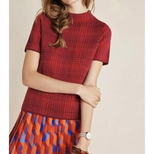 Field & Flower from Anthropologie Red Celina Sweater Tee - Size - Small